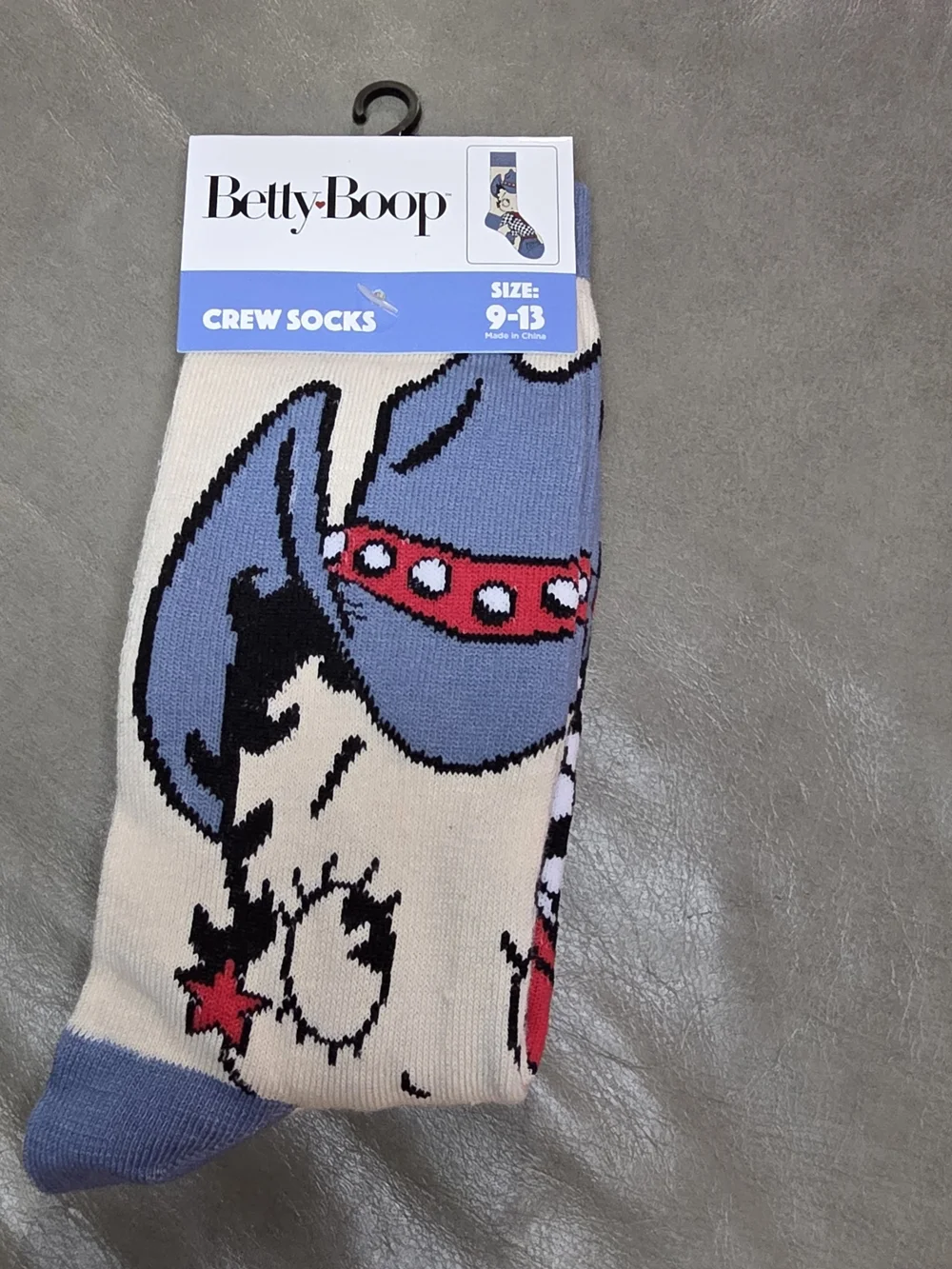 Betty Boop Cream, Blue and Red Crew Socks